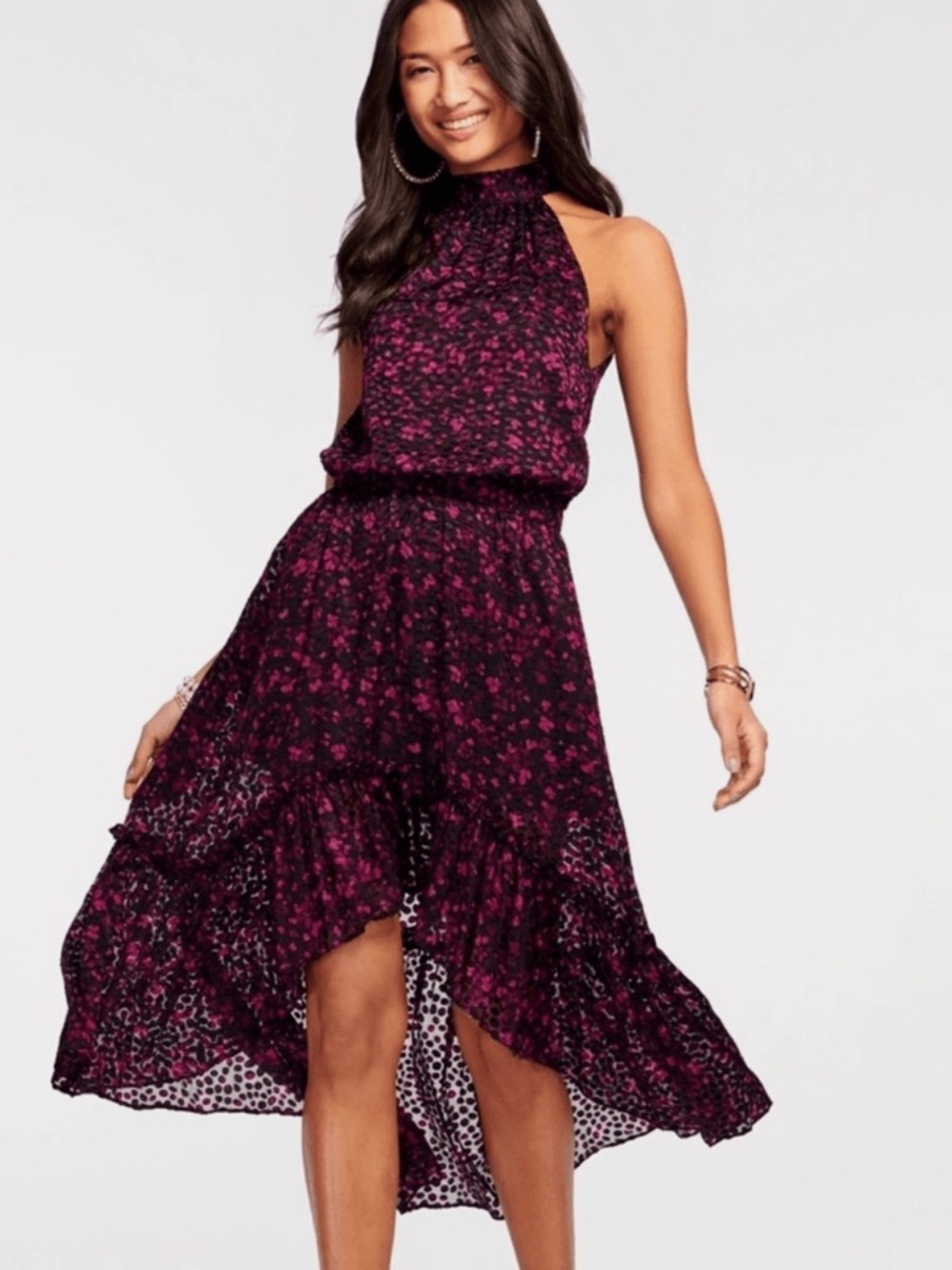 Ramy Brook Eva Halterneck Midi Dress Plumberry M